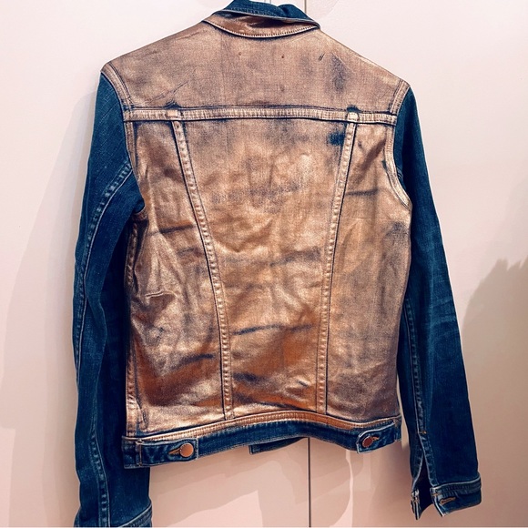L’agence ultra cool slim fit denim jacket with rose gold foil back - Picture 4 of 5